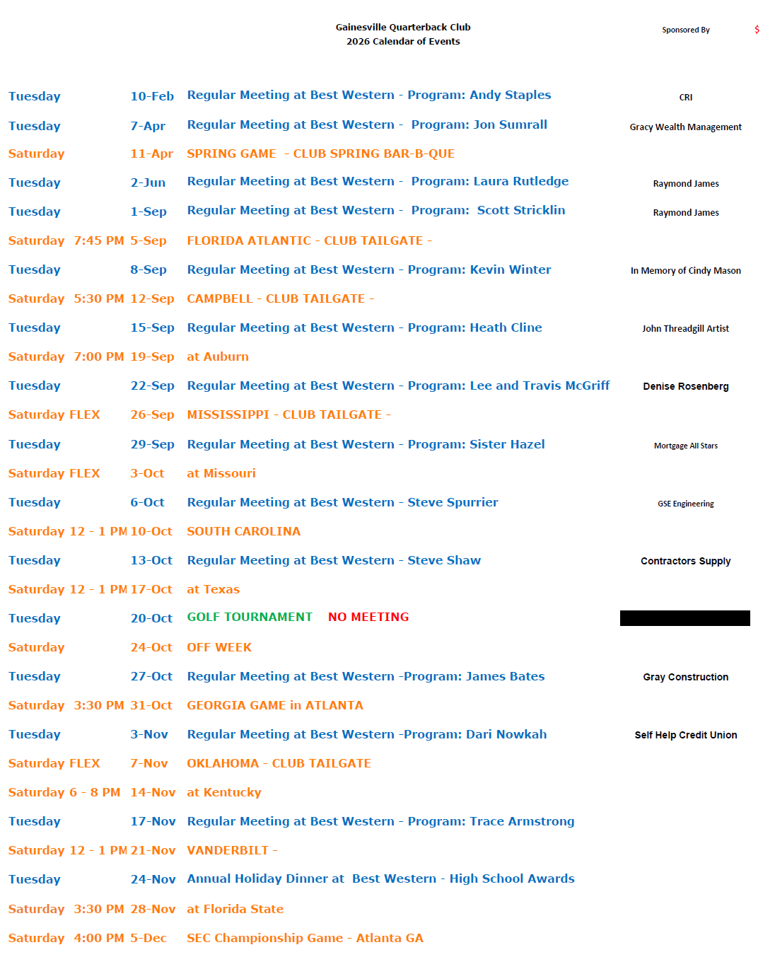 schedule 2026